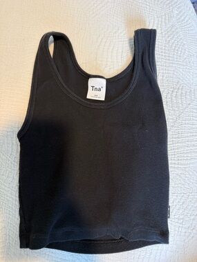 TNA Black Ribbed Scoop Neck Tank